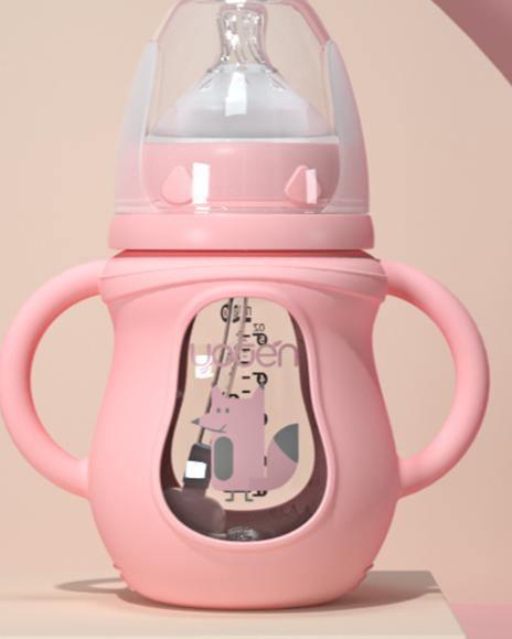 Tempered Glass Baby Bottle with Straw | Drop-Resistant | 150ml & 240ml