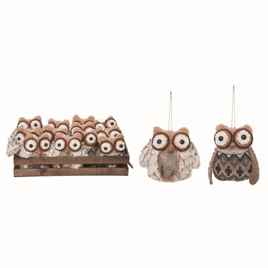 Plush Owls Ornament (Set of 2)