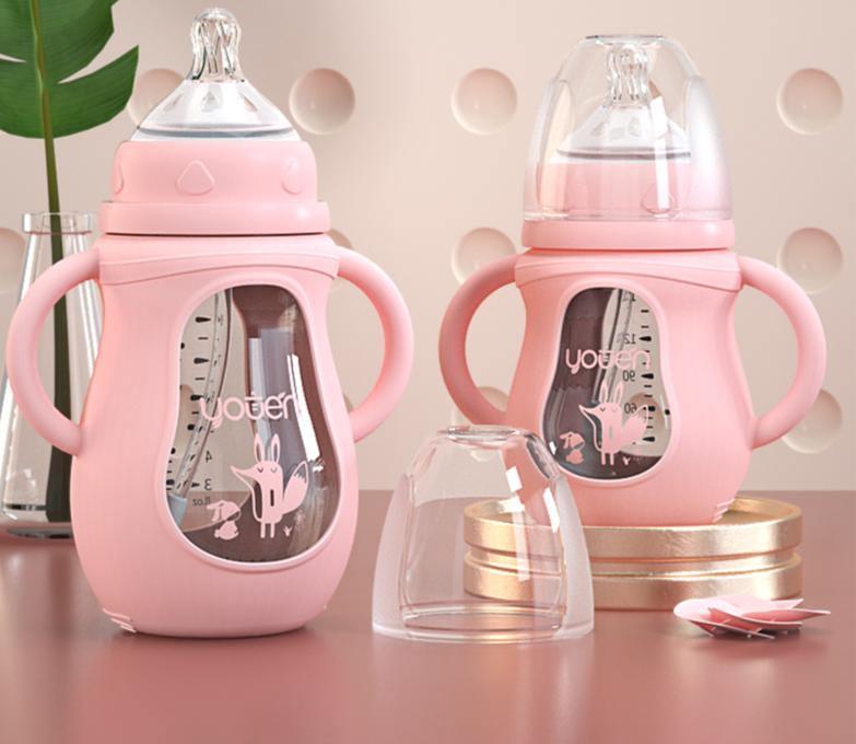 Tempered Glass Baby Bottle with Straw | Drop-Resistant | 150ml & 240ml