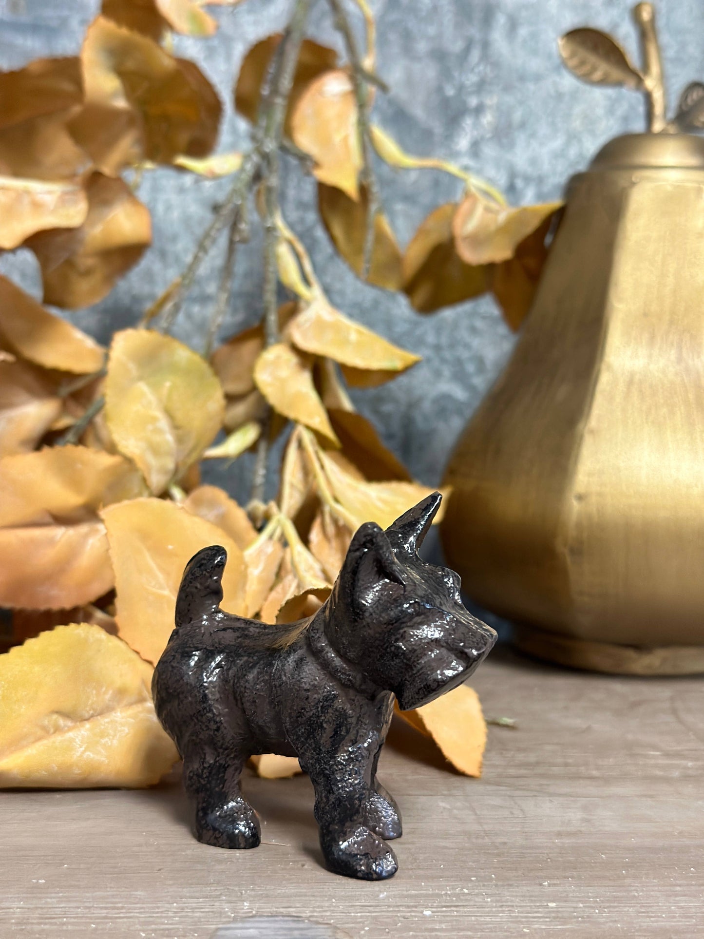 Cast Iron Schnauzer Dog Pet Statue