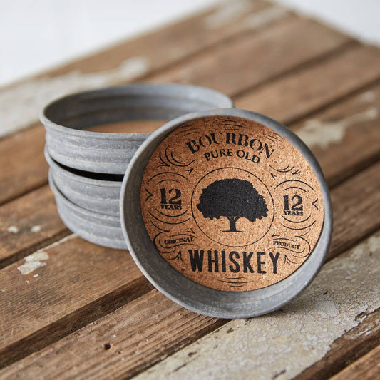 Whiskey Mason Jar Lid Coasters (set of 4)