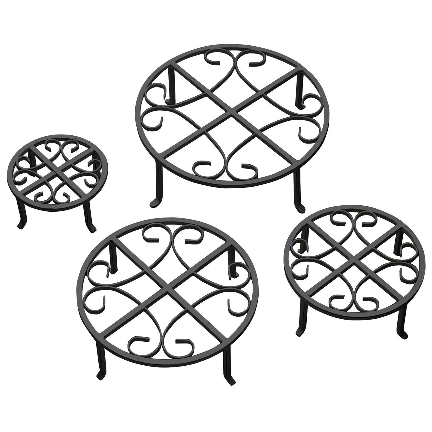 Wrought Iron Plant Stand – Scrollwork Garden Pot Stand with 30 lb Capacity