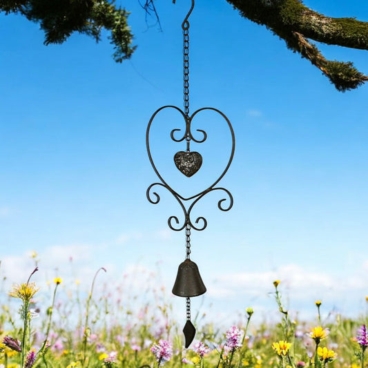 Metal Heart with Bell Wind Chime