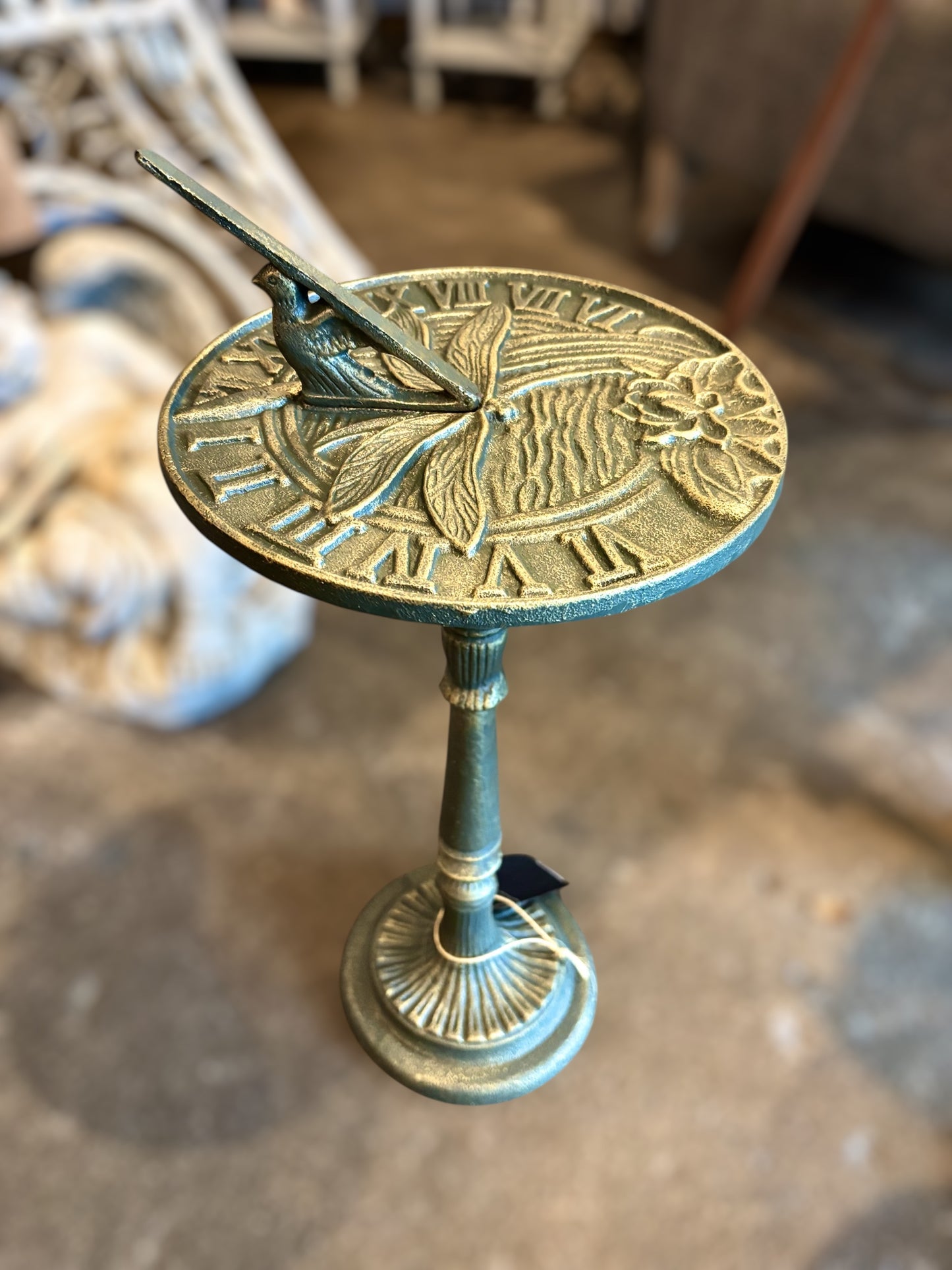 Cast Iron Verdigris Dragonfly Sundial
