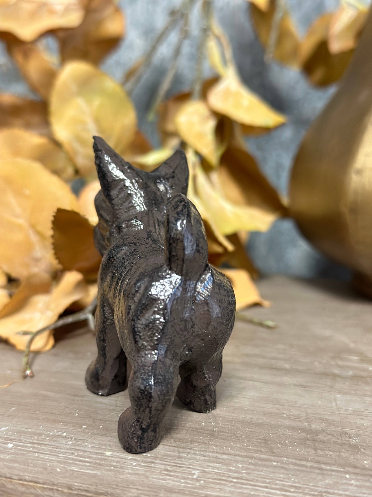 Cast Iron Schnauzer Dog Pet Statue