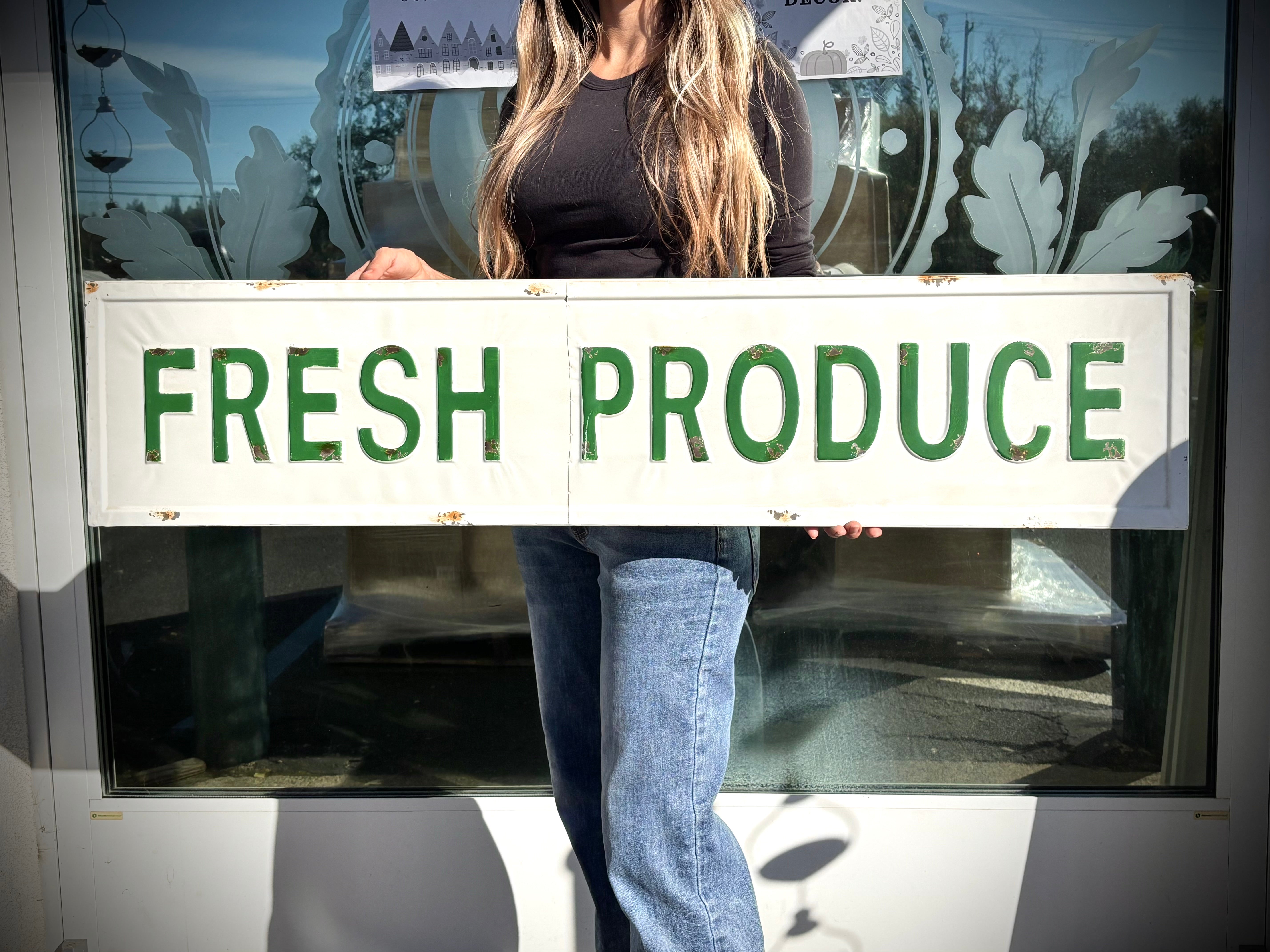 Fresh Produce Metal Wall Sign - Vintage Farmhouse Decor | GoodStuff Co