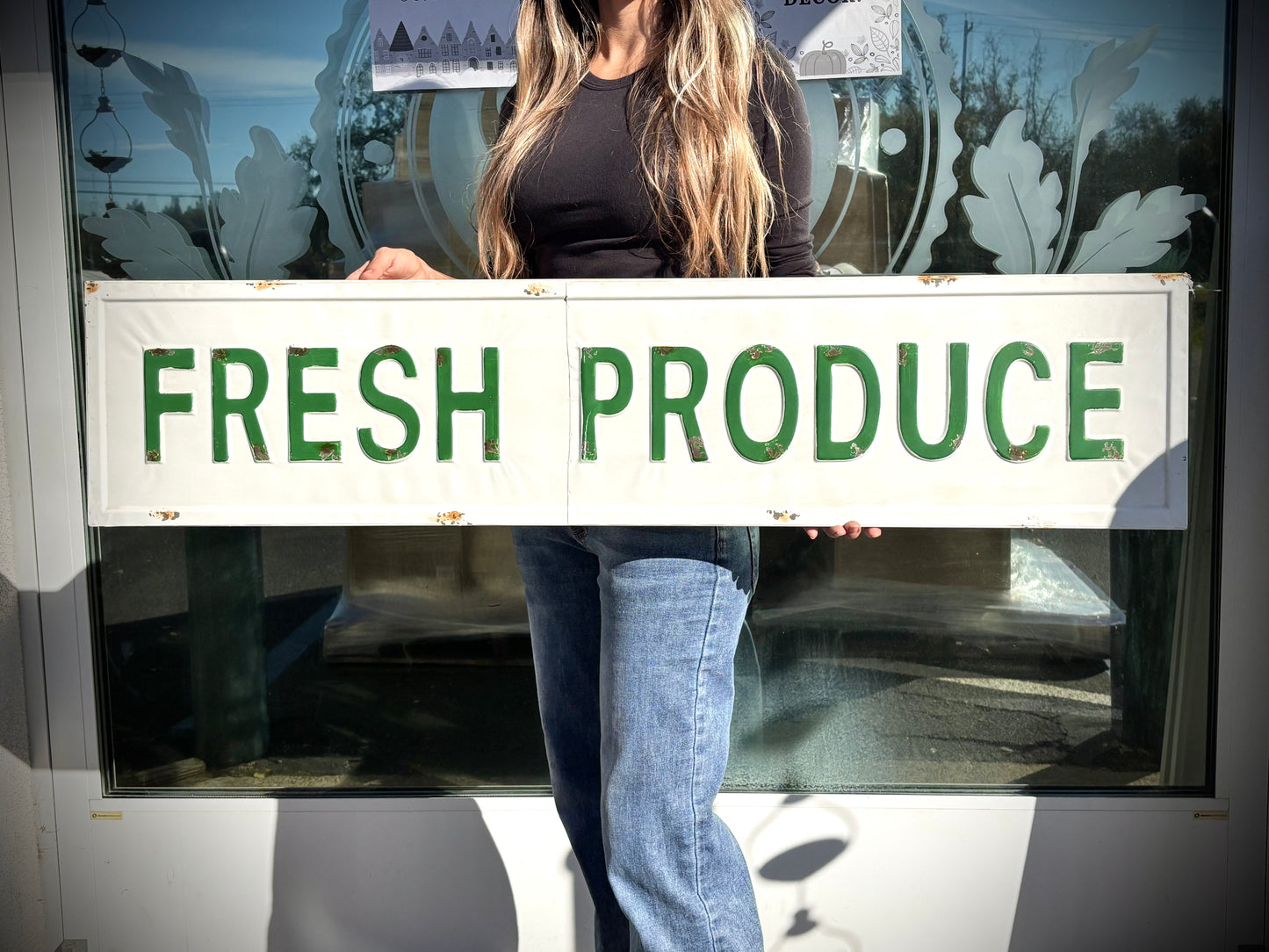 Large Fresh Produce Metal Wall Sign