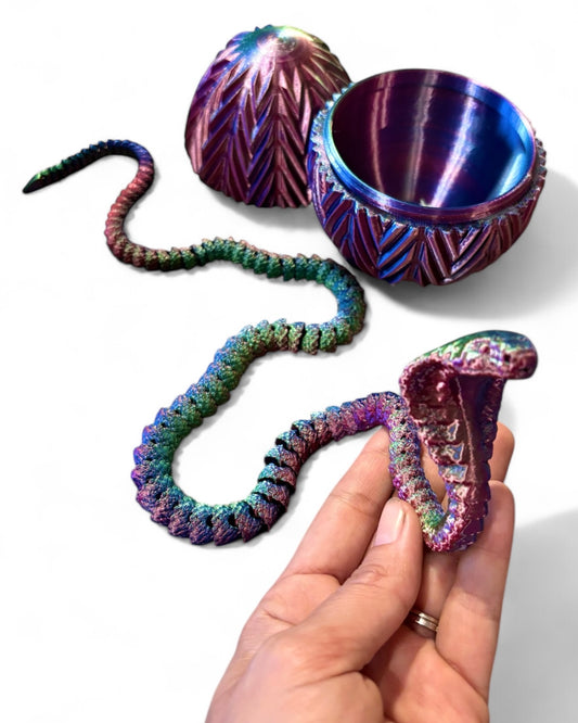 3D Printed Snake Scale Egg Fidget Toy with Egg Included (Multiple Colors): Green/Blue/Purple