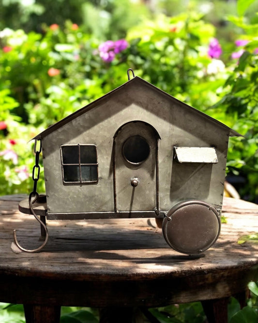 "Happy Camper" Galvanized Bird House