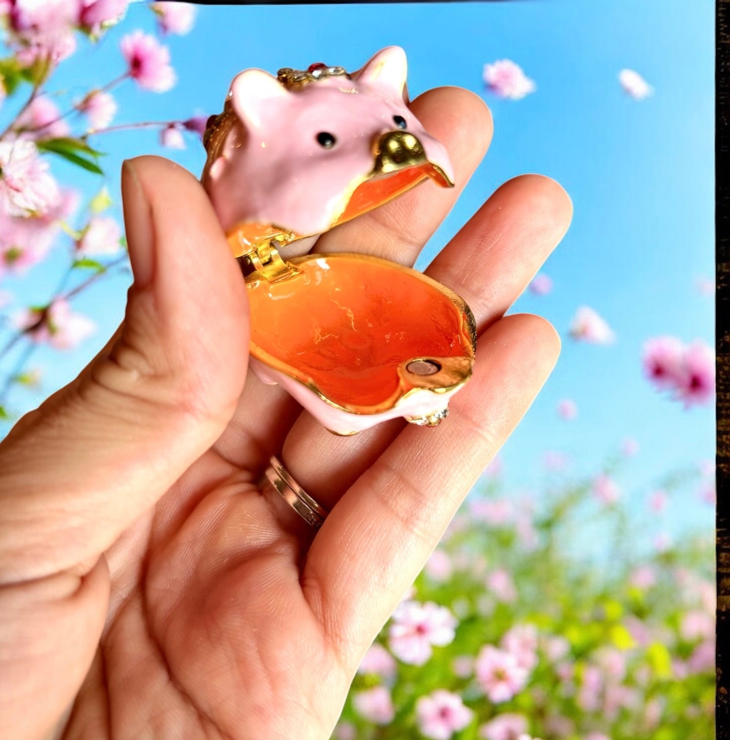 Jeweled Enameled Pig Trinket Box