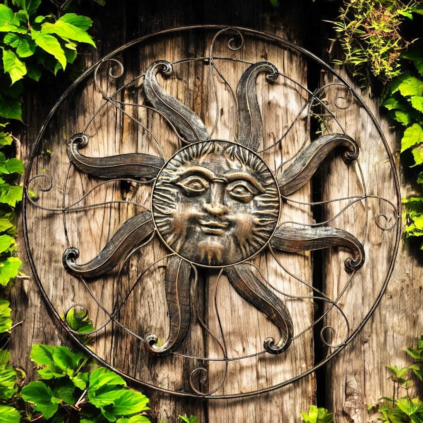 Large Metal Sun Face Wall Décor