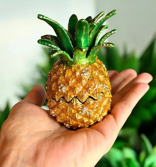 Jewel Enameled Pineapple Trinket Box