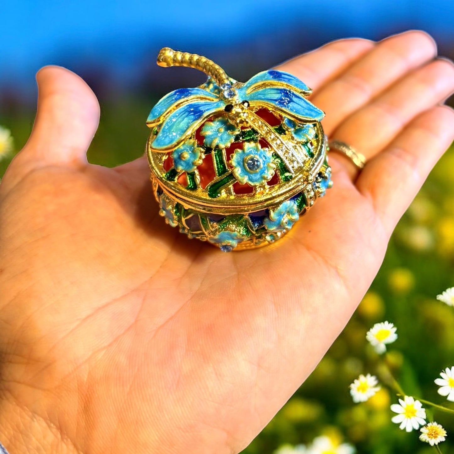 Jewel Enameled Dragonfly Trinket Box