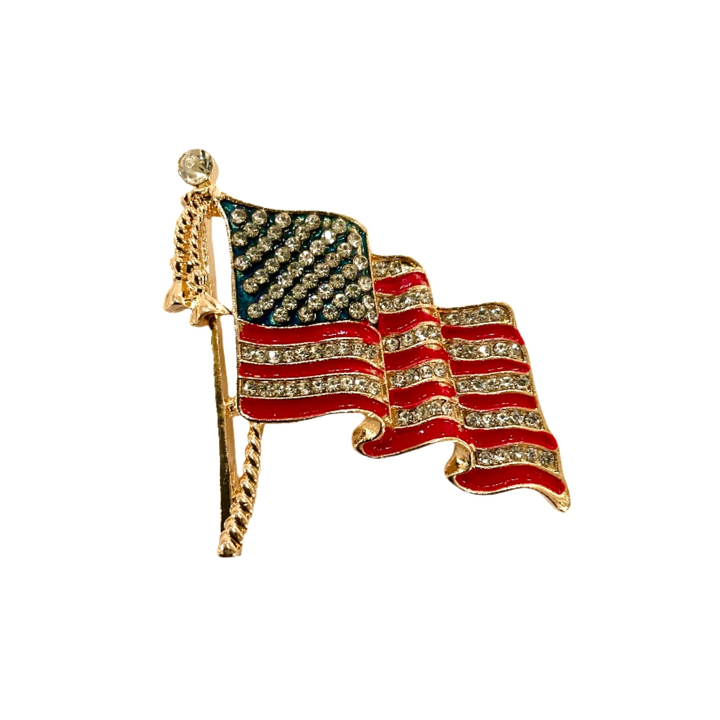 Jeweled USA Flag Pin: Gold