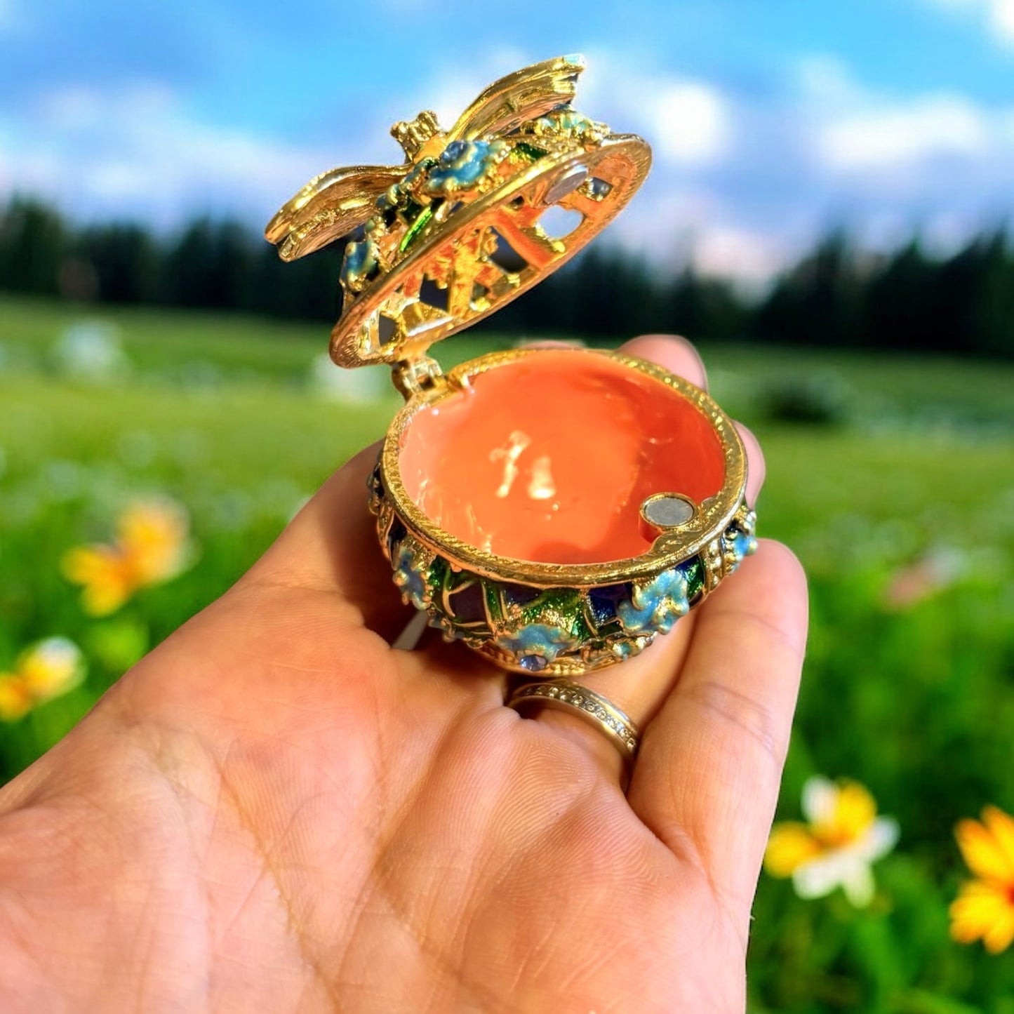 Jewel Enameled Dragonfly Trinket Box