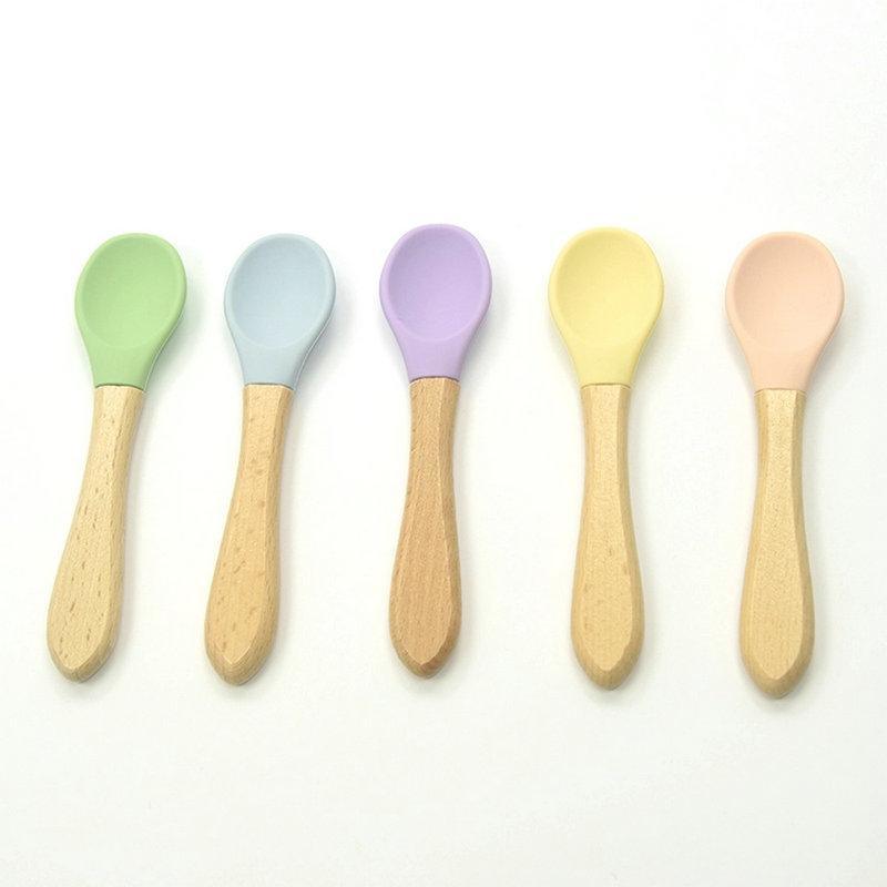 Organic Bamboo/Silicone Training Spoons (2 Piece Set)