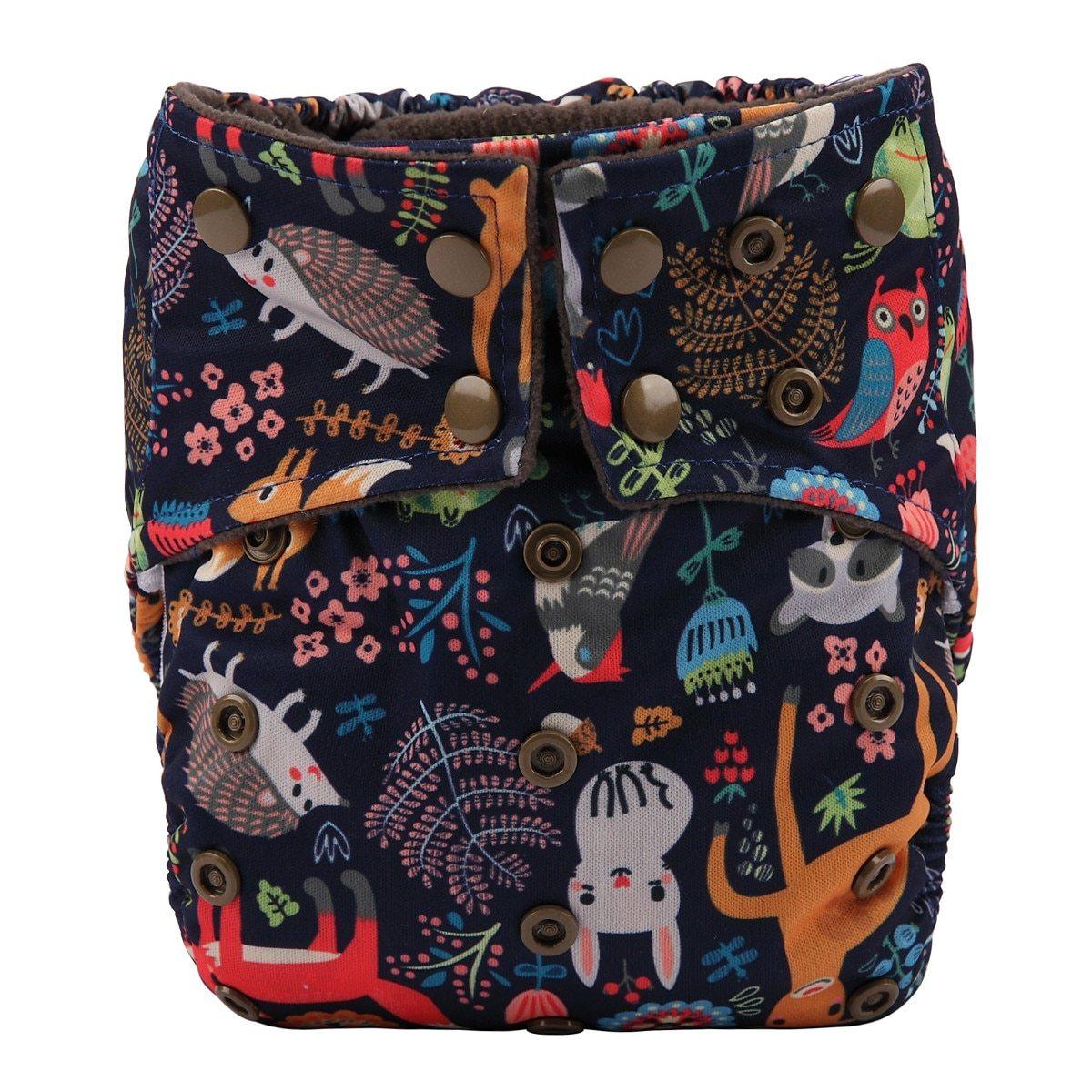 Charcoal Bamboo Reusable Baby Cloth Diapers - Double Gusset, Washable Nappies - Multiple Designs
