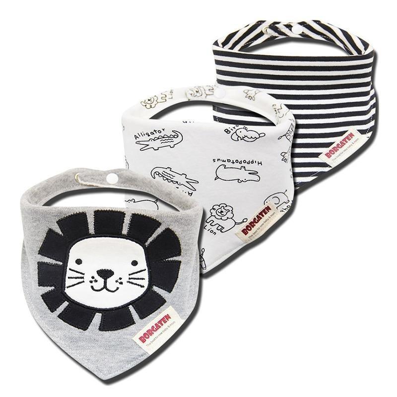 Organic Cotton Waterproof Baby Burp Cloth Bibs – Set of 3 | Multiple Designs