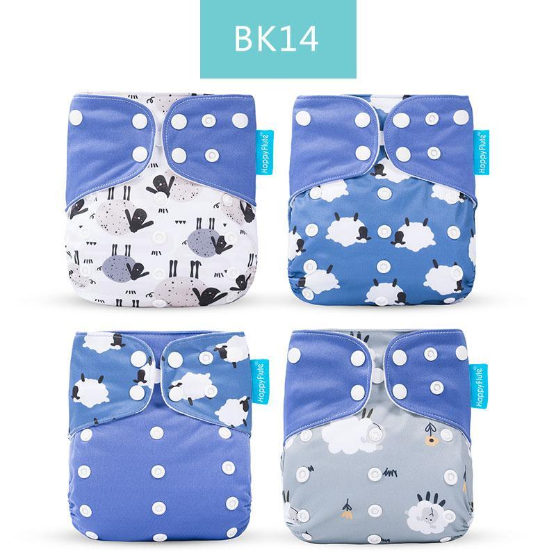Washable Eco-friendly Reusable Cloth Diapers - Multiple Designs (Set of 4)