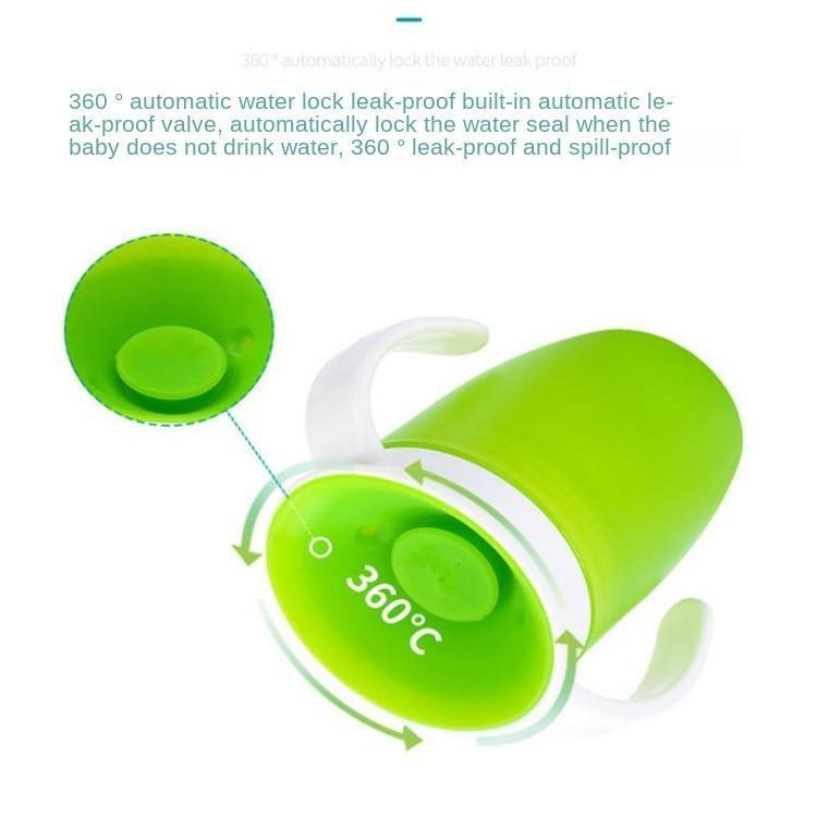 Leak-Proof Rotatable Magic Learning Cup for Babies - 240ml Silicone Sippy Cup - Multiple Colors