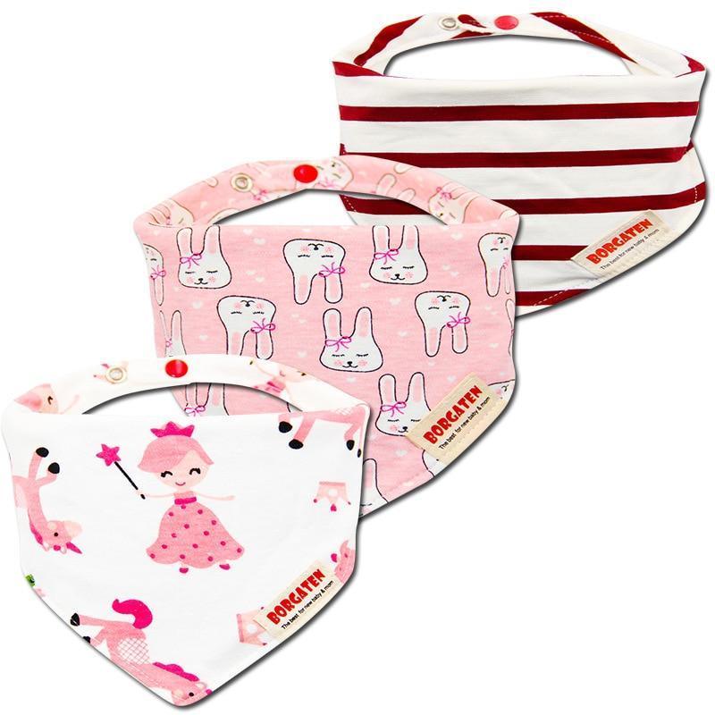 Organic Cotton Waterproof Baby Burp Cloth Bibs – Set of 3 | Multiple Designs