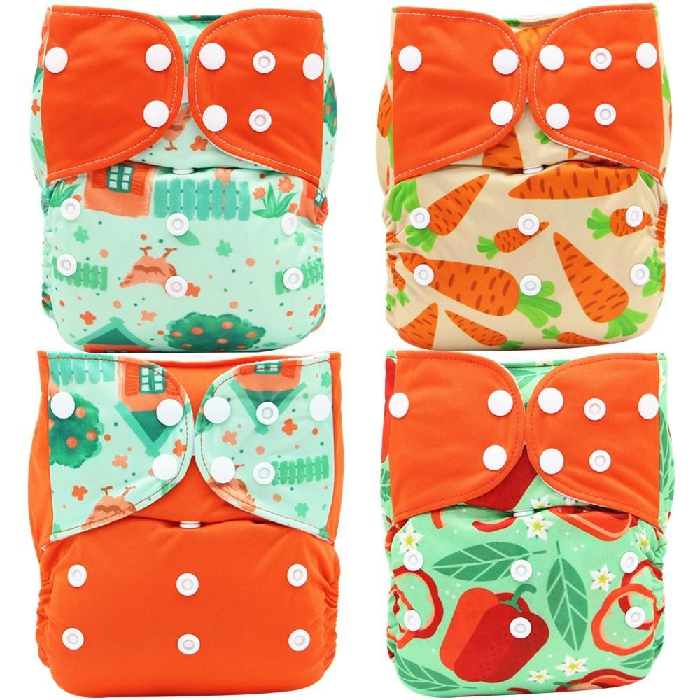 Eco-Friendly Reusable Cloth Diapers (4 Piece Set) - Multi Design