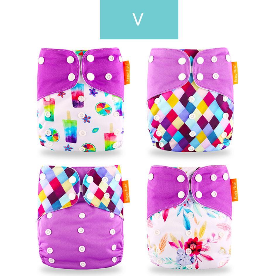 Washable Eco-friendly Reusable Cloth Diapers - Multiple Designs (Set of 4)