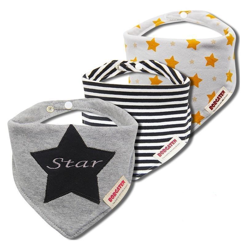 Organic Cotton Waterproof Baby Burp Cloth Bibs – Set of 3 | Multiple Designs