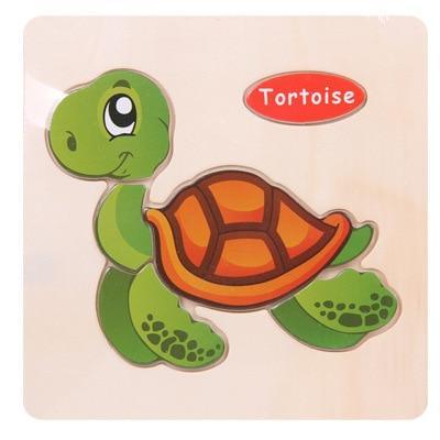Wooden 3D Animal Puzzle for Toddlers — Montessori Educational Brain Teaser - Multiple Designs