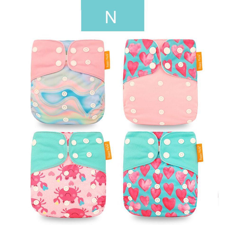 Washable Eco-friendly Reusable Cloth Diapers - Multiple Designs (Set of 4)