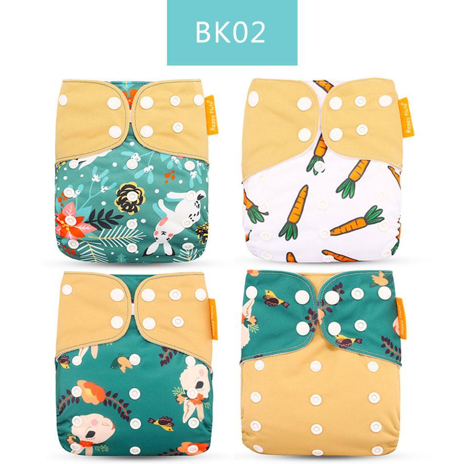 Washable Eco-friendly Reusable Cloth Diapers - Multiple Designs (Set of 4)