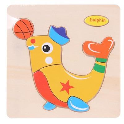 Wooden 3D Animal Puzzle for Toddlers — Montessori Educational Brain Teaser - Multiple Designs