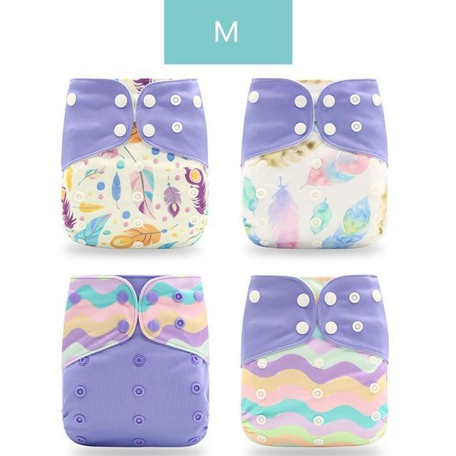 Washable Eco-friendly Reusable Cloth Diapers - Multiple Designs (Set of 4)
