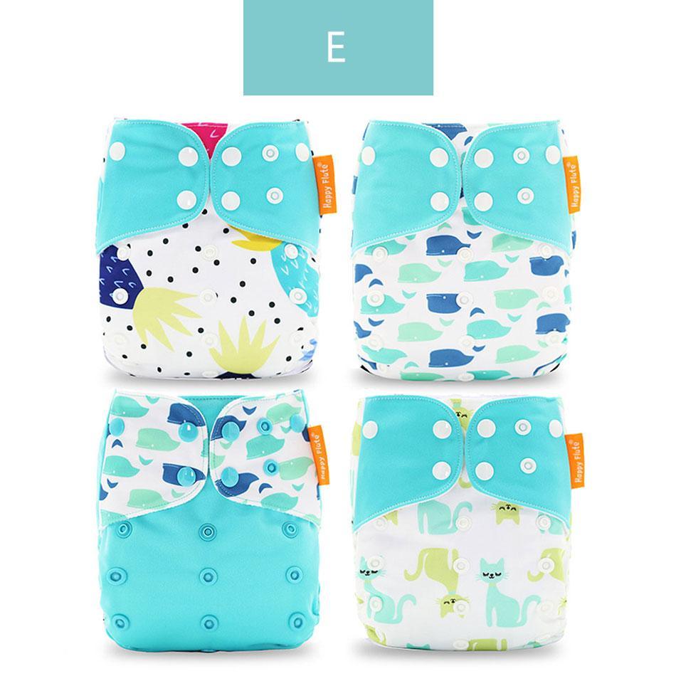 Washable Eco-friendly Reusable Cloth Diapers - Multiple Designs (Set of 4)