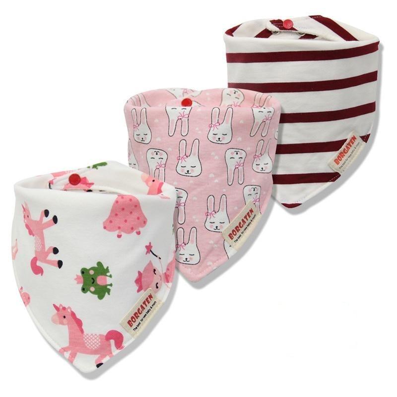 Organic Cotton Waterproof Baby Burp Cloth Bibs – Set of 3 | Multiple Designs