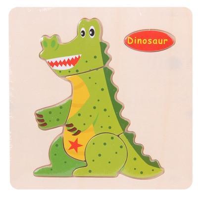 Wooden 3D Animal Puzzle for Toddlers — Montessori Educational Brain Teaser - Multiple Designs