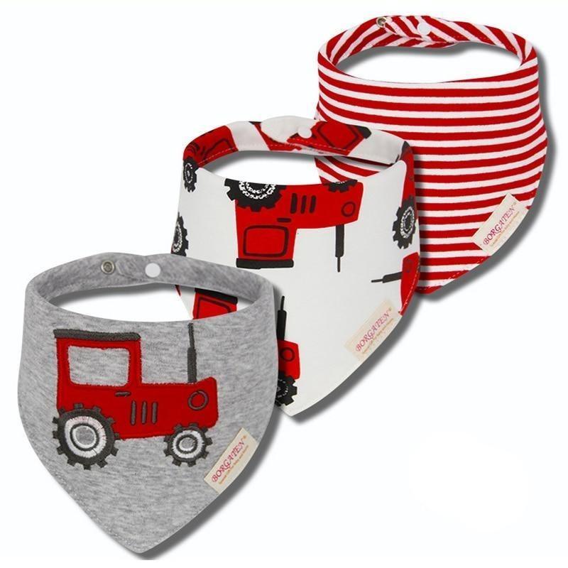 Organic Cotton Waterproof Baby Burp Cloth Bibs – Set of 3 | Multiple Designs