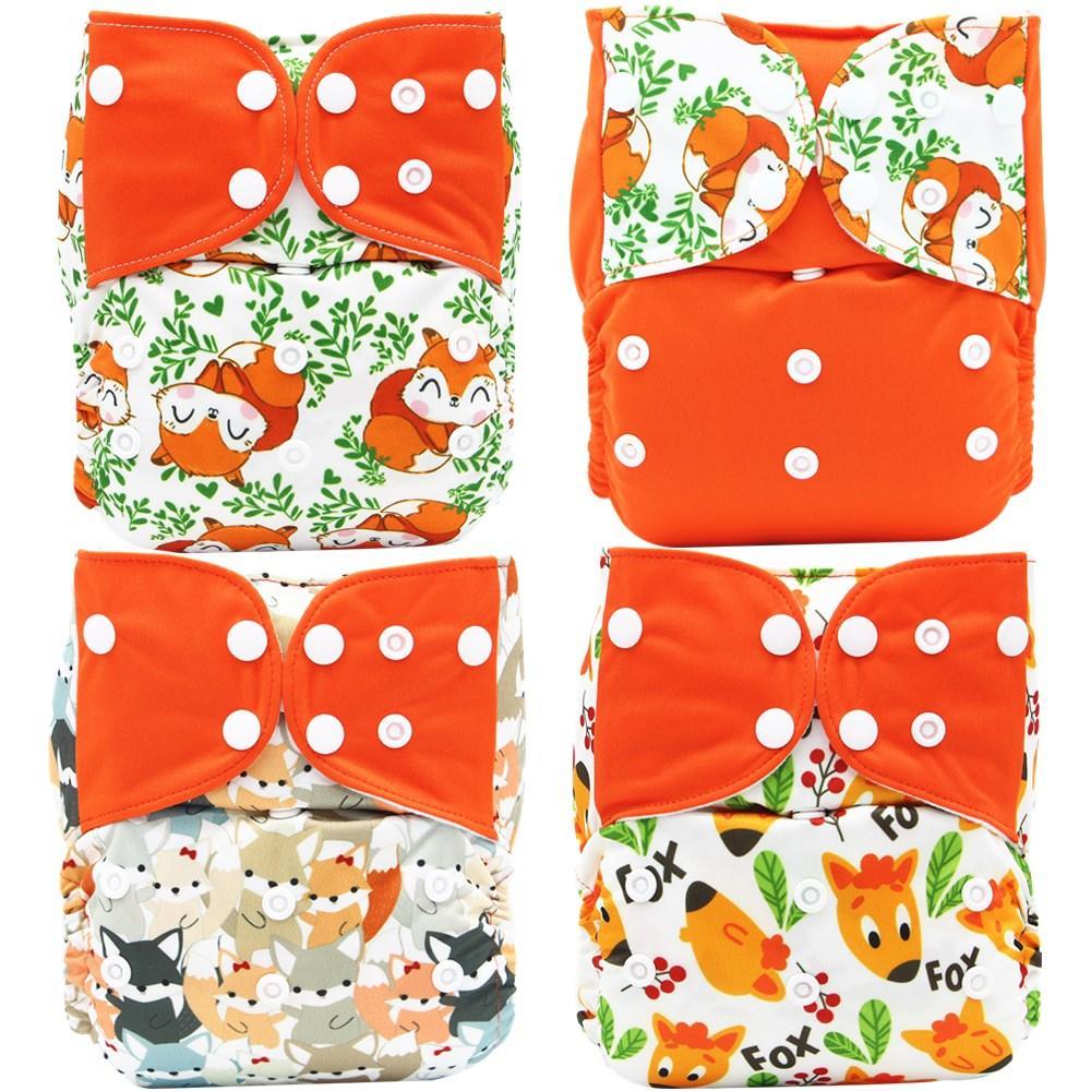 Eco-Friendly Reusable Cloth Diapers (4 Piece Set) - Multi Design