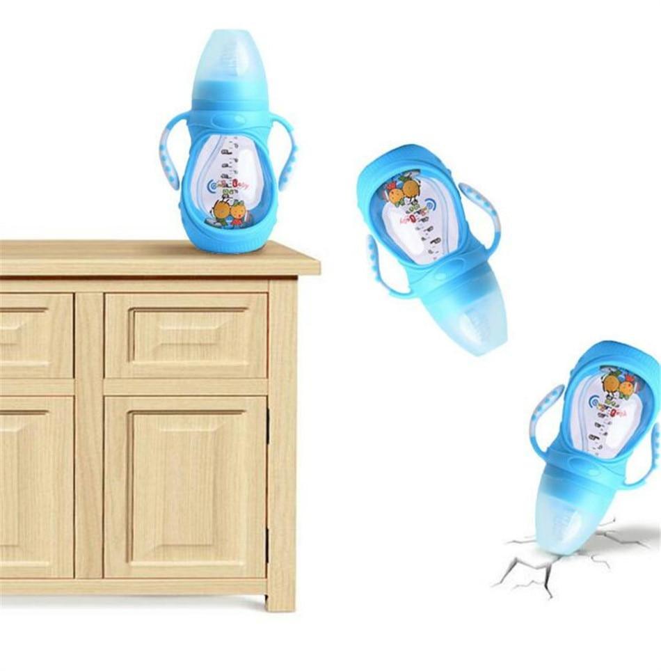 Anti-Colic Silicone Baby Feeding Bottle - Wide Mouth, BPA-Free, 240ml - Multiple Colors
