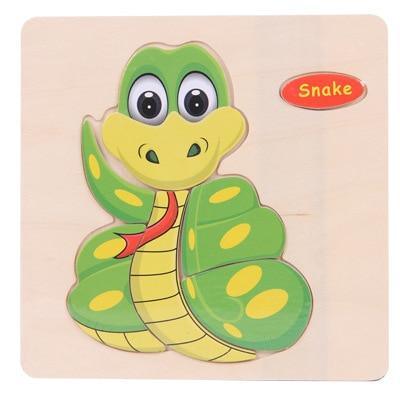 Wooden 3D Animal Puzzle for Toddlers — Montessori Educational Brain Teaser - Multiple Designs