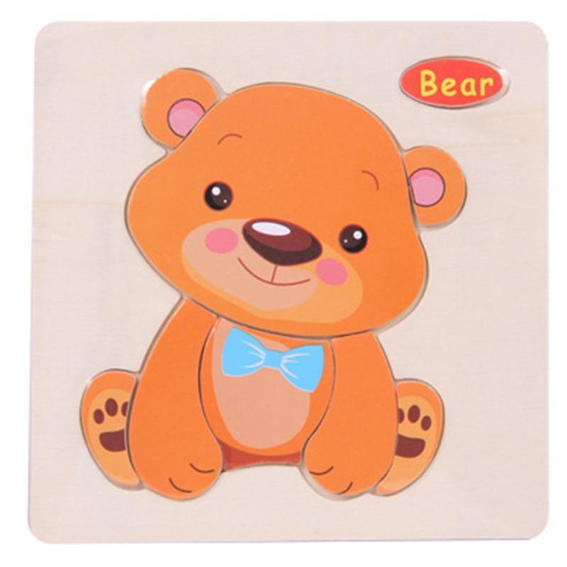 Wooden 3D Animal Puzzle for Toddlers — Montessori Educational Brain Teaser - Multiple Designs