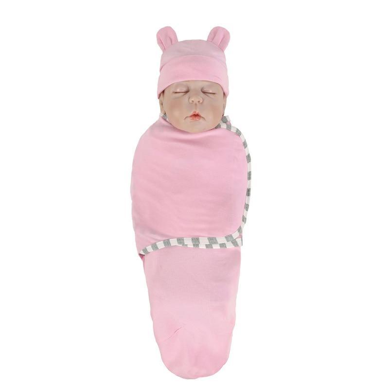 Organic Cotton Newborn Swaddle Blanket with Hat & Blanket Bag – 8 Colors
