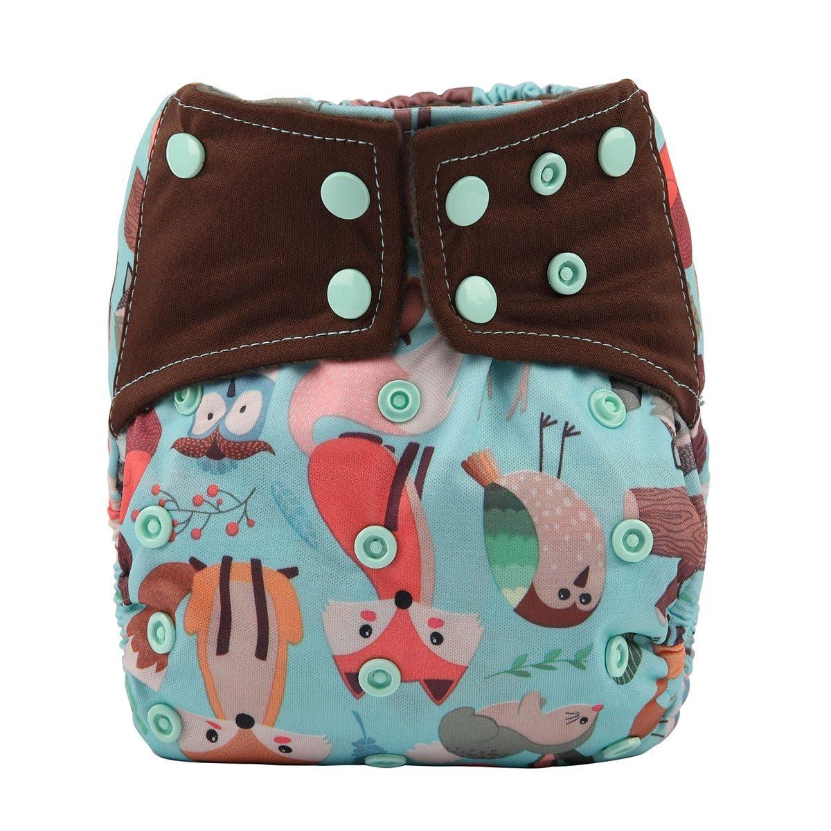 Charcoal Bamboo Reusable Baby Cloth Diapers - Double Gusset, Washable Nappies - Multiple Designs