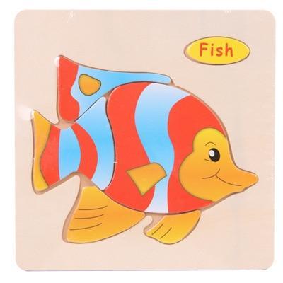 Wooden 3D Animal Puzzle for Toddlers — Montessori Educational Brain Teaser - Multiple Designs