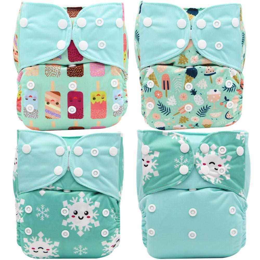 Eco-Friendly Reusable Cloth Diapers (4 Piece Set) - Multi Design
