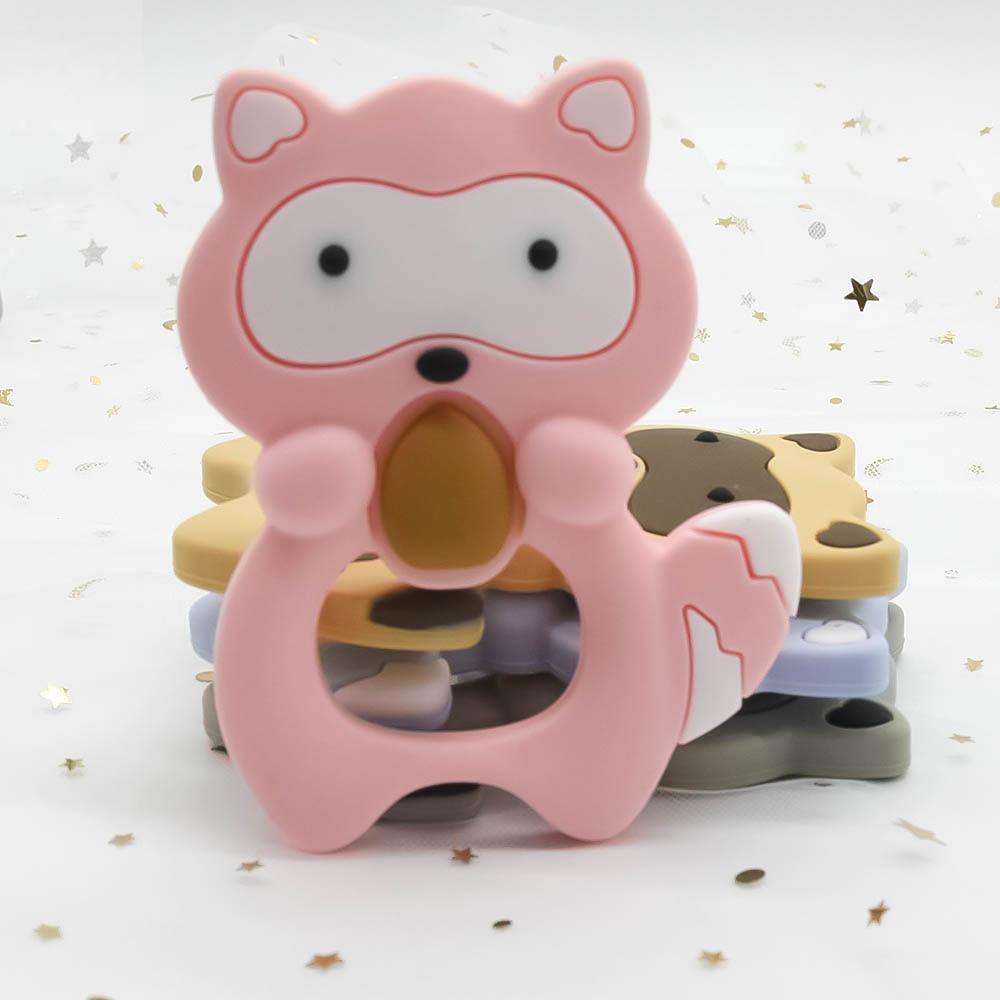 Silicone Raccoon Baby Teether — 100% Food-Grade, BPA-Free & Dishwasher Safe - Multiple Colors