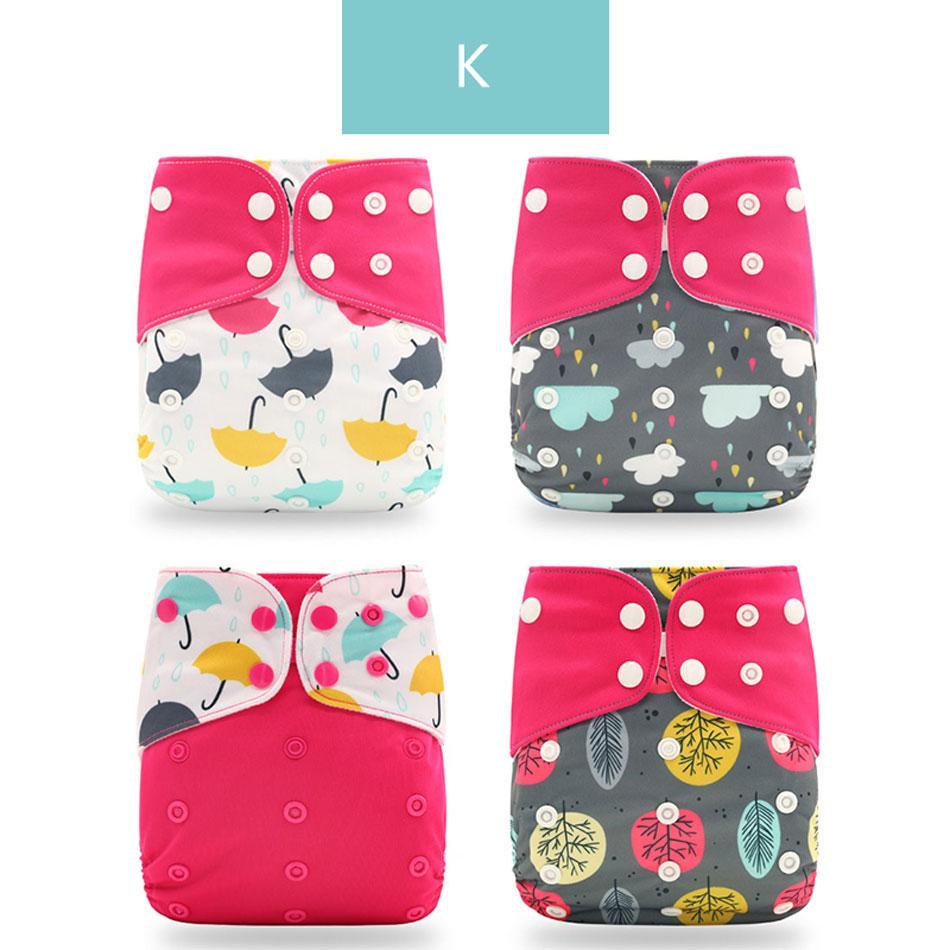 Washable Eco-friendly Reusable Cloth Diapers - Multiple Designs (Set of 4)