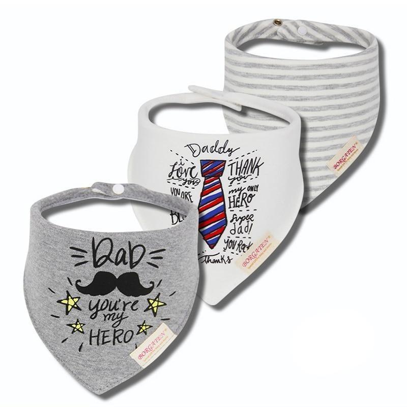 Organic Cotton Waterproof Baby Burp Cloth Bibs – Set of 3 | Multiple Designs