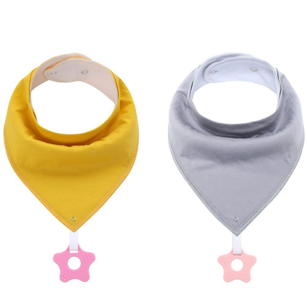 100% Organic Cotton Unisex Baby Bandana Drool Bibs with Teething Toy – 25 Designs