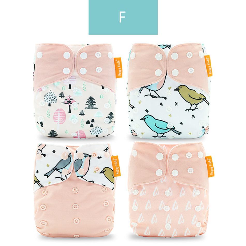 Washable Eco-friendly Reusable Cloth Diapers - Multiple Designs (Set of 4)